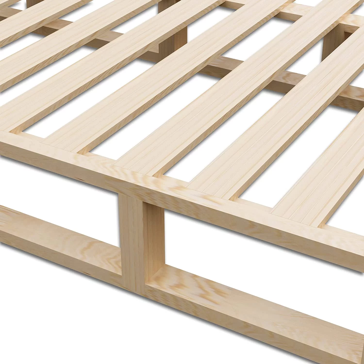 WAGEE, 4.5-Inch Sturdy Box Spring for Mattress Support-Durable and Easy to Assemble Natural Wood Foundation for Full, White