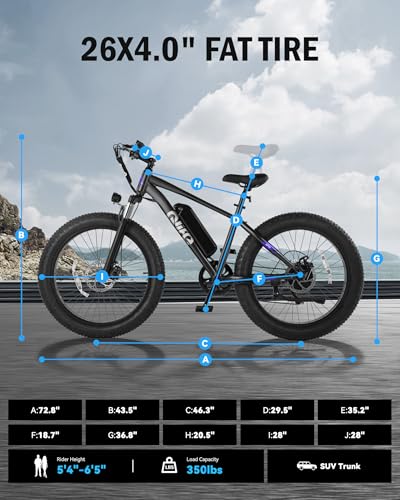 Racer Plus Adult Electric Bicycle, Peak 1000W Motor Electric Bike for Adults, Up to 28MPH 65Miles, 26x4.0 Fat Tire Electric Mountain Bike with 48V 13AH Battery, 7 Speed Front Suspension E Bike
