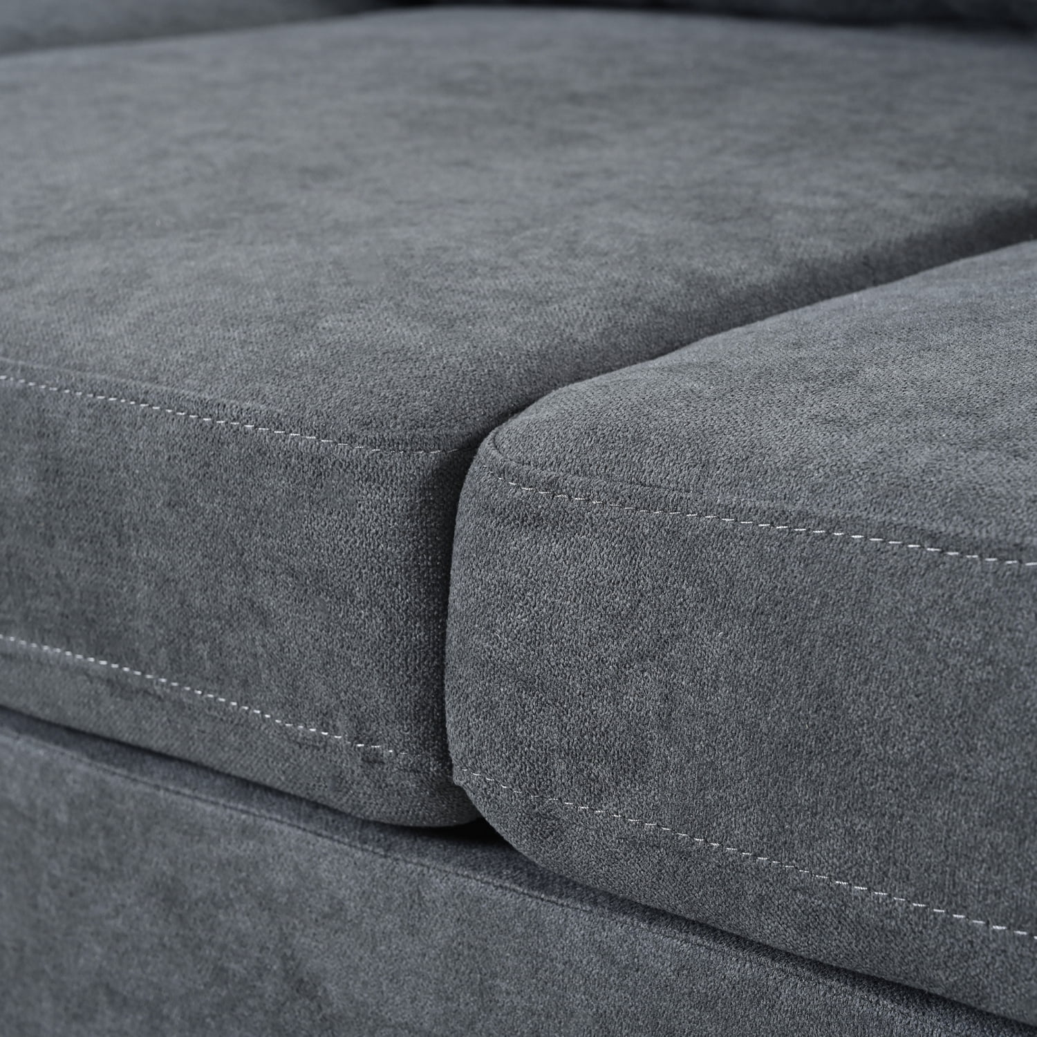 Churanty Modern 3 Seat Sectional Sofa Upholstered Curved Couch with Pillows for Living Room Apartment,Gray