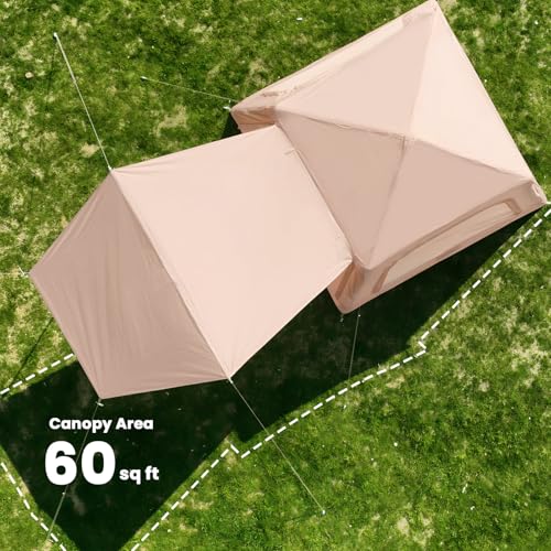Inflatable Tents for Camping, Blow Up Tent with Hand Pump, Easy Setup Inflatable Hot Tent with Stove Jack, Waterproof Oxford Air Glamping Tents for Camping Adult 4-6 Person