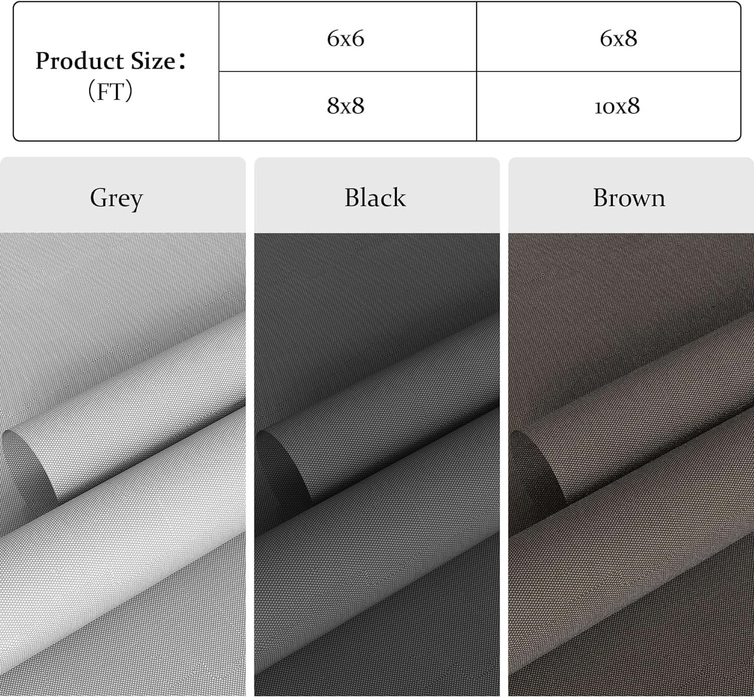 Royalcraft Cordless Outdoor Roller Sun Shade with Pole，6'Wx8'H 420GSM 95% Blockout Waterproof Outdoor Blinds Roll Up for Gazebo Porch, Deck, Pergola,Grey