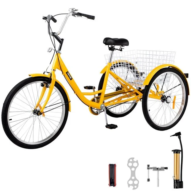 Vevor  24 in. 1-Speed 3 Wheel Bikes, Foldable Adult Tricycle - Curated Treasures Market