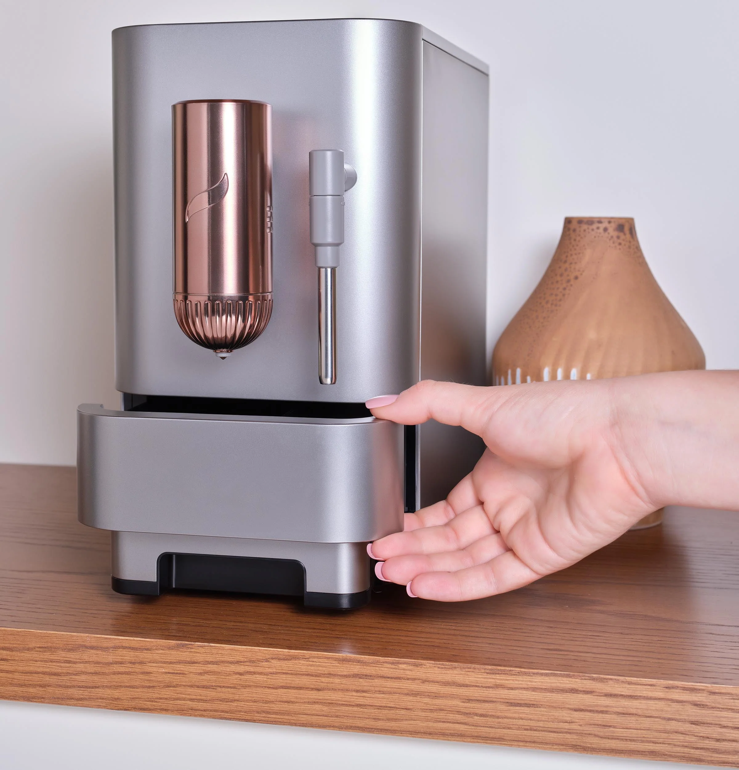 Café Affetto Automatic Espresso Machine + Milk Frother | Built-In & Adjustable Espresso Bean Grinder | One-Touch Brew in 90 Seconds | Matte Black, 1.2 Liter, (C7CEBBS3RD3)