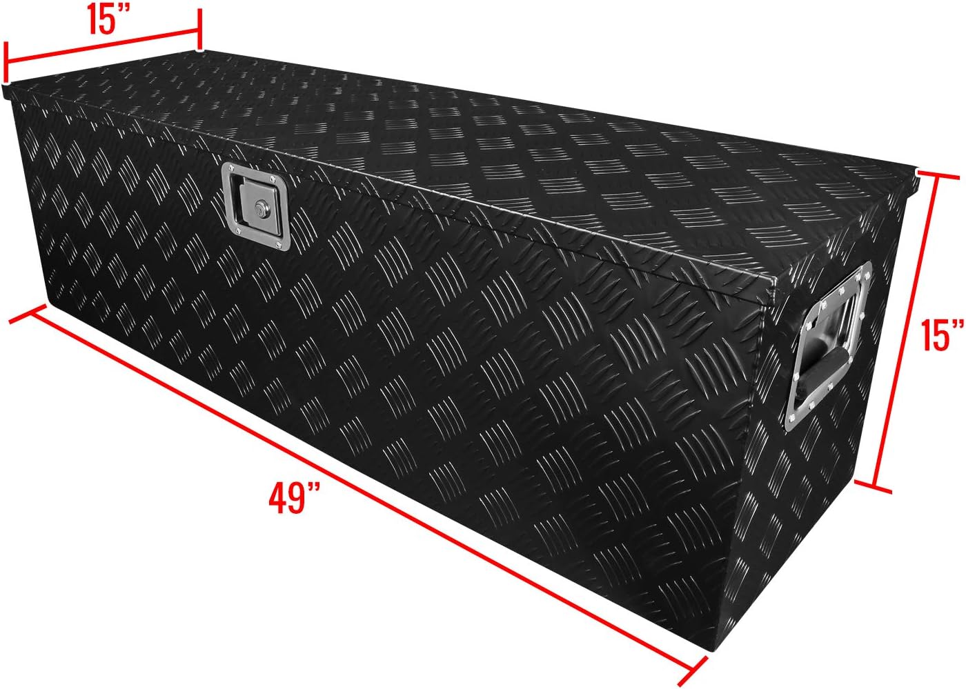Carpartsinnovate For 29 Truck Pickup Black Aluminum Underbody Tongue Tool Box Trailer Storage+Lock