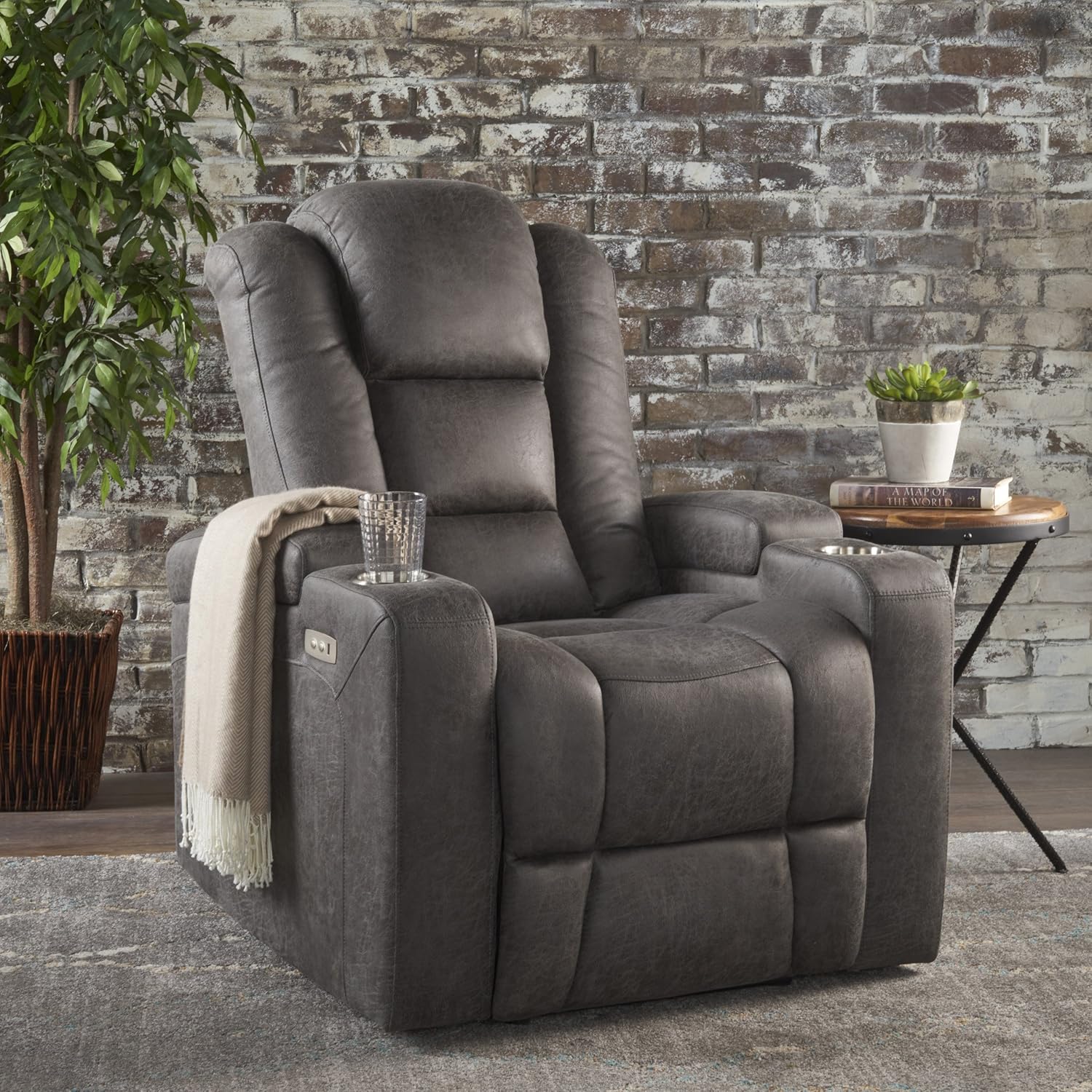 Elegant Power Recliner Chair with USB, Arm Storage, and Cup Holders -Multipurpose and Sturdy