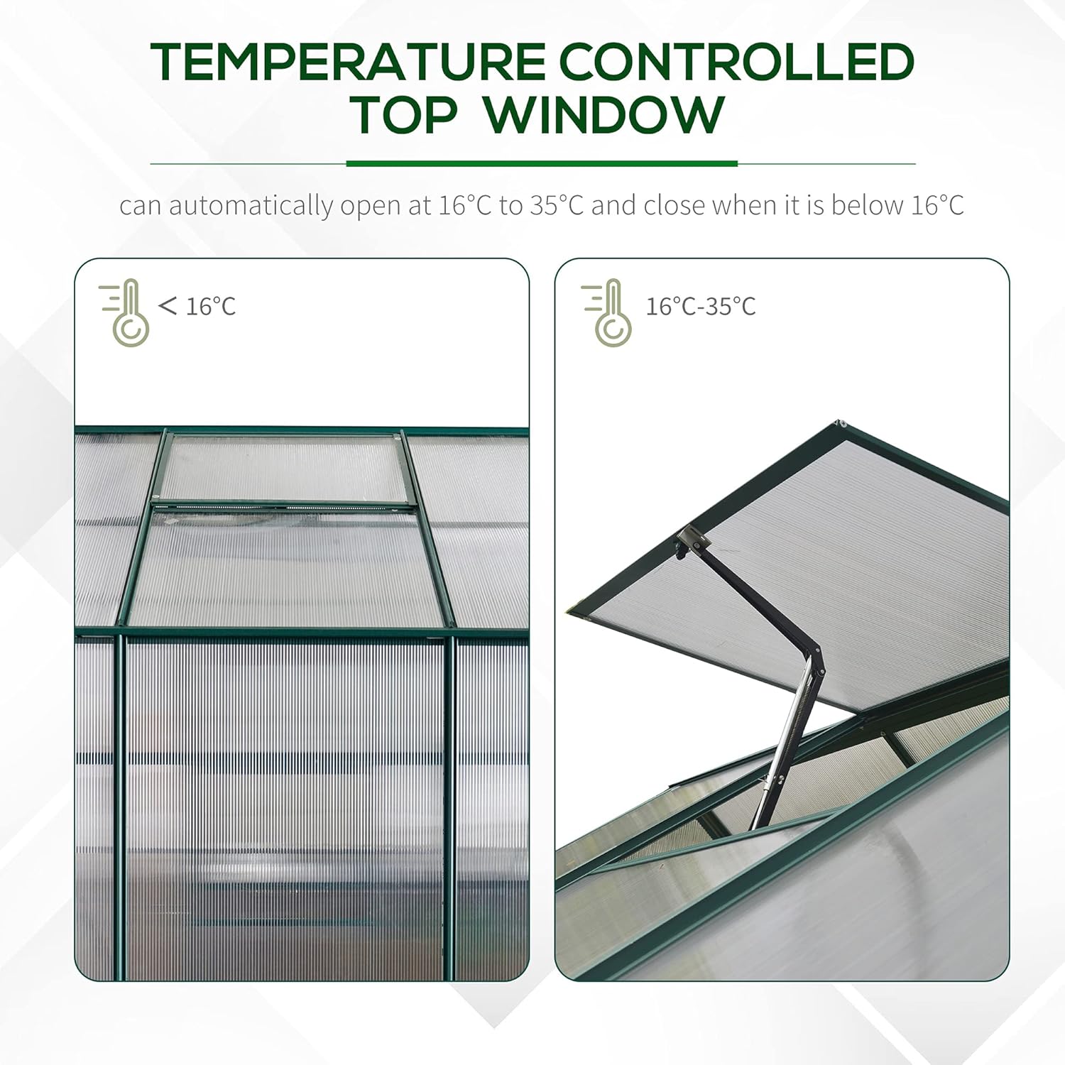 Outsunny 6' x 8' x 7' Walk-in Plant Polycarbonate Greenhouse with Temperature Controlled Window Hobby Greenhouse for Backyard/Outdoor
