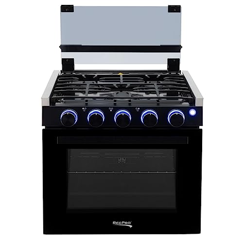 RecPro RV Stove | Gas Range 21" Tall | Optional Vented Range Hood | Black or Silver Color Options