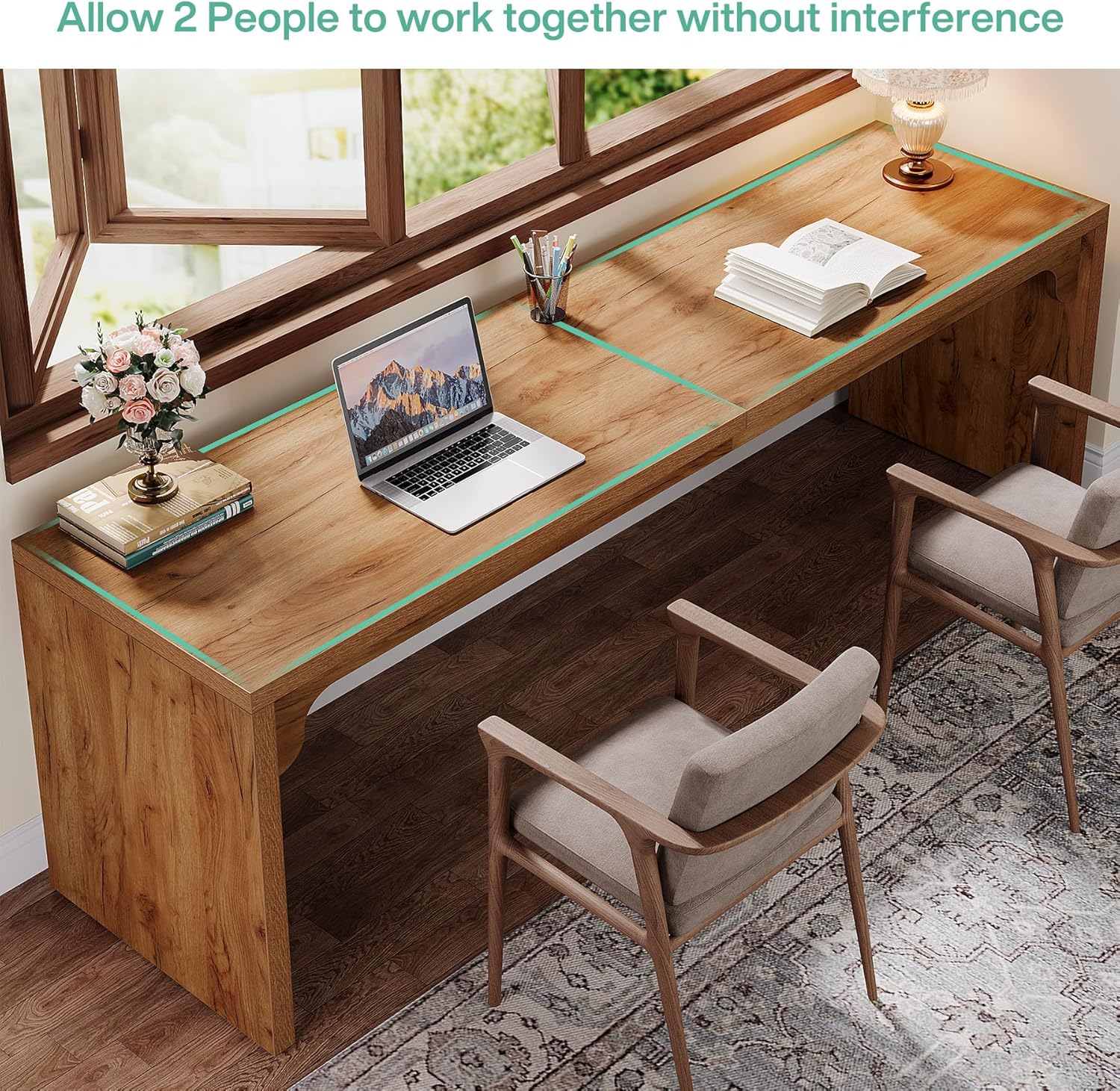 Tribesigns 78.7 Inches Long Computer Desk, Wooden Extra Long Desk Double Desk Workstation, 2 Person Desk for Home Office, Large Writing Desk for 2 People