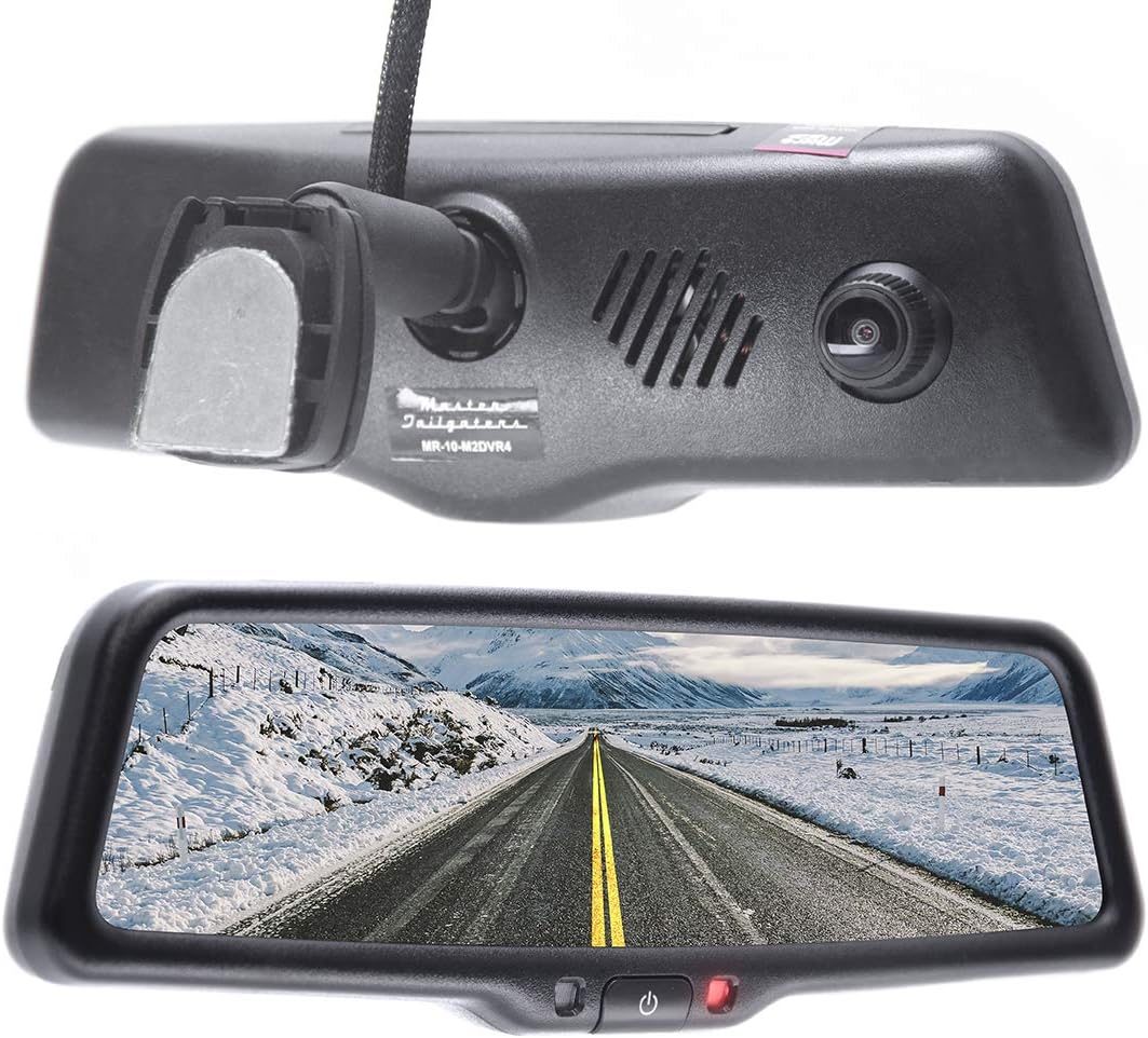Master Tailgaters 10&rdquo; IPS LCD Rear View Mirror with 1080p DVR 140&deg; Built-in Dash Cam, Superior Night Mode, G-Sensor, Parking Mode, Wi-Fi Mobile Playback + 1080p Backup Camera