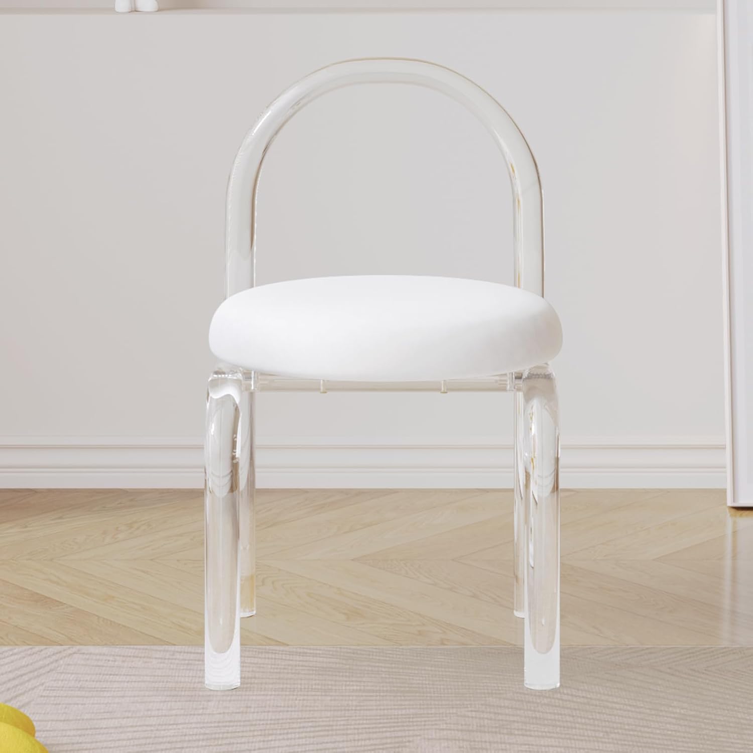 Acrylic Transparent Modern Chair Transparent Fluid Style, Bedroom Makeup Chair, Casual Light Luxury Dining Chair, Weight Capacity 330Lb Clear
