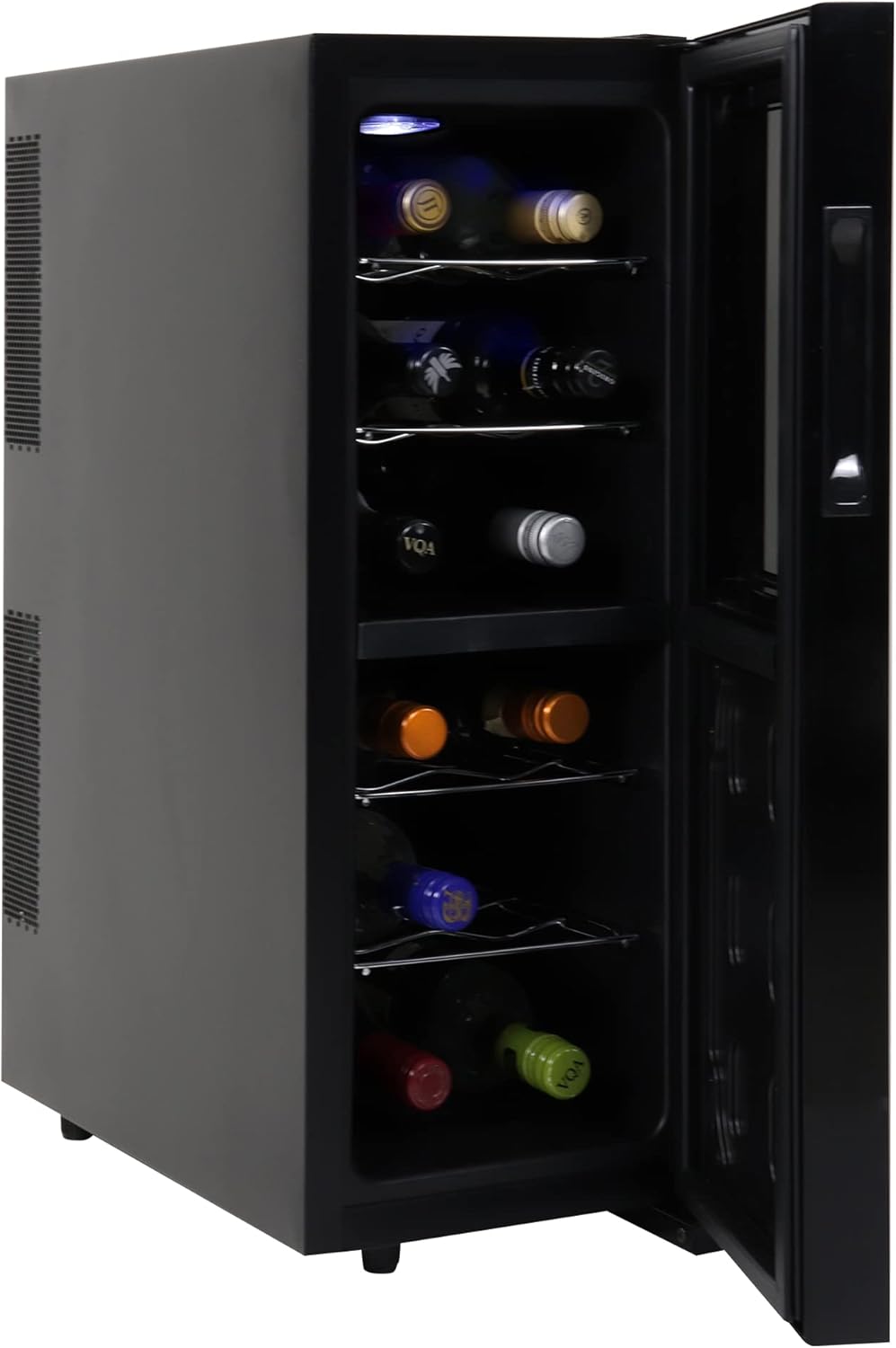 Koolatron 12 Bottle Dual Zone Wine Cooler, Black, Thermoelectric Wine Fridge, 1.2 cu. ft. (33L), Freestanding Wine Cellar, Red, White, Sparkling Wine Storage for Small Kitchen, Apartment, Condo, RV