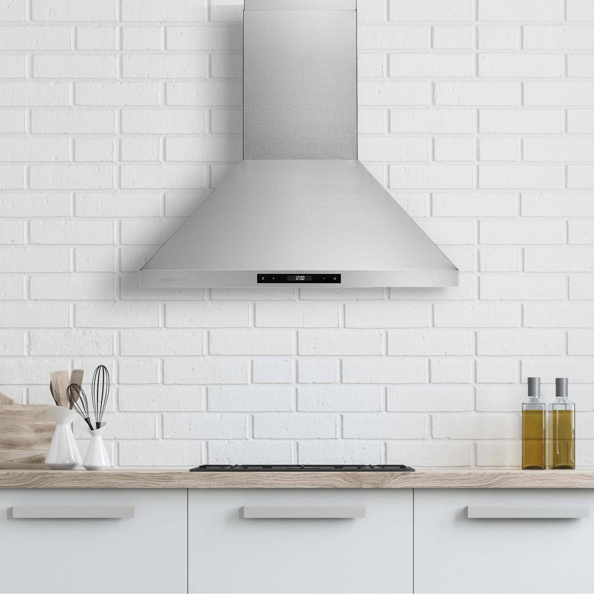 Hauslane WM-538 Wall Mount Range Hood, 3 Speeds, LED, Baffle Filters, Convertible, Stainless Steel