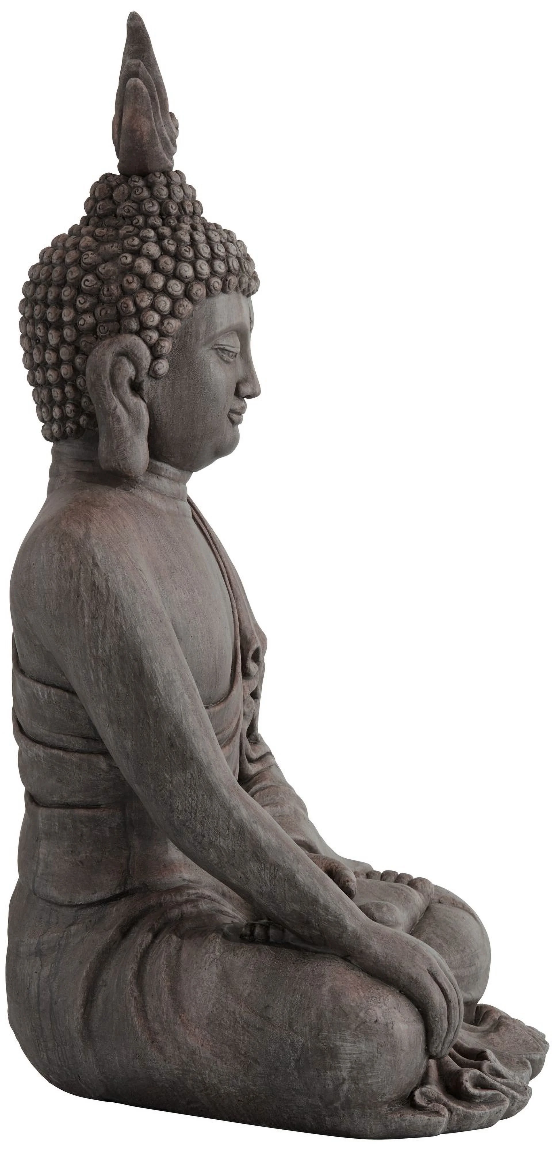 John Timberland Large Sitting Buddha Statue Sculpture Zen Asian Garden Decor Indoor Outdoor Front Porch Stone Gray Finish 42" Tall
