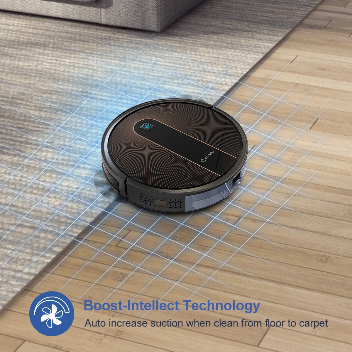 Coredy Robot Vacuum Cleaner and Mop, Compatible with Alexa, Mopping System, Boost Intellect, Virtual Boundary Supported, 2200Pa Suction, Super-Thin, Upgraded Robotic Vacuums, Cleans Hard Floor, R750