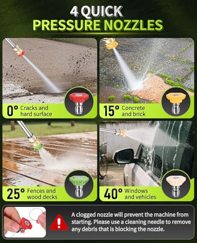 Electric Pressure Washer, 4800PSI 3.0 GPM Power Washer with 4 Quick Connect Nozzles, 400ml Foam Cannon Electric Power Washer Cleaning for Cars, Home, Driveways, Fences, Patios