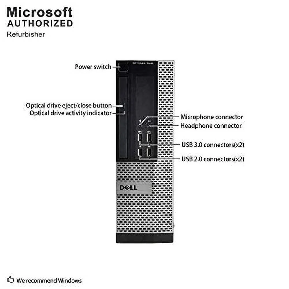 Dell Desktop PC Computer SFF OPTIPLEX 7010, Intel Quad Core i5-3470 up to 3.6GHz, 8G DDR3, 256G SSD, DVD, WiFi, BT, VGA, DP, Windows 10 Pro 64 Bit-Multi-Language English/Spanish/French(used)