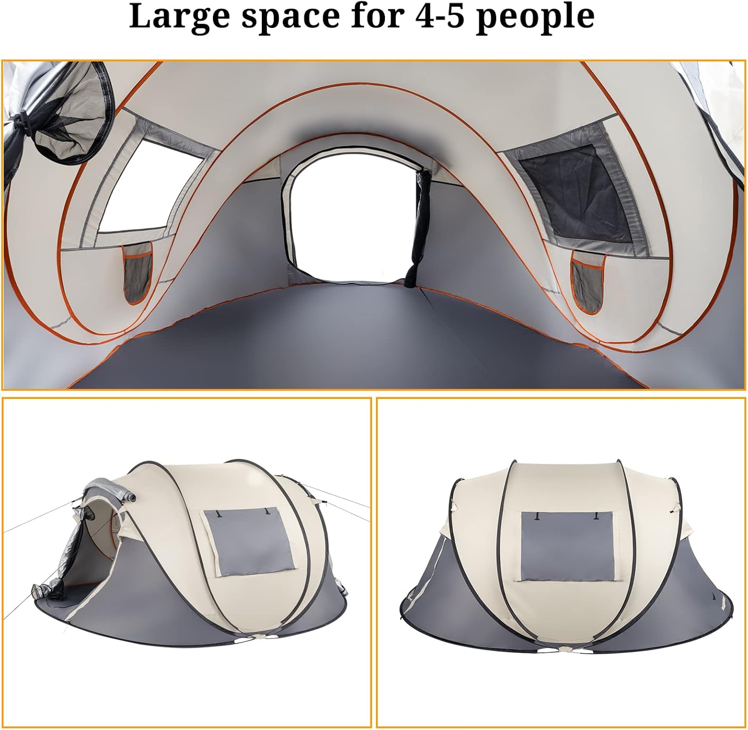 4 Person Pop Up Waterproof Camping Tent Easy Setup 2 Doors-Instant Mesh Windows for Camping Hiking Fishing Beach 2 Doors-Instant Family Traveling Outdoor