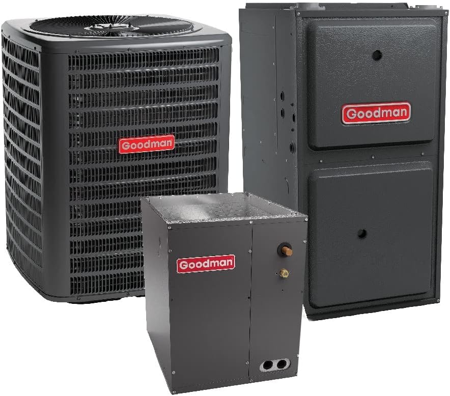 Goodman 2.5 Ton 14.5 SEER2 Single Stage Air Conditioner GSXB403010 and 80,000 BTU 96% AFUE Multi-Speed Gas Furnace GM9C960804CN Upflow System with CAPTA3626C4