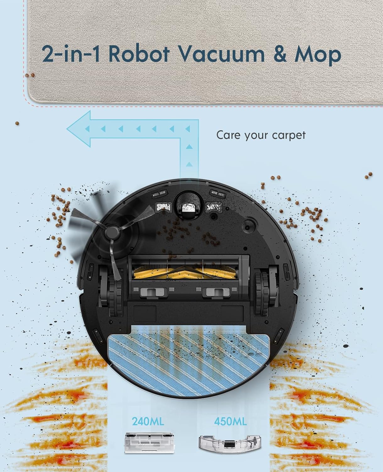 yeedi Vac Station Robot Vacuum and Mop, Self-Emptying 3 in 1, 30 Days Auto Empty, 3000Pa Suction, Carpet Detect, Smart Mapping, Editable Map, Clean Schedule, Virtual Boundary, 200mins Runtime