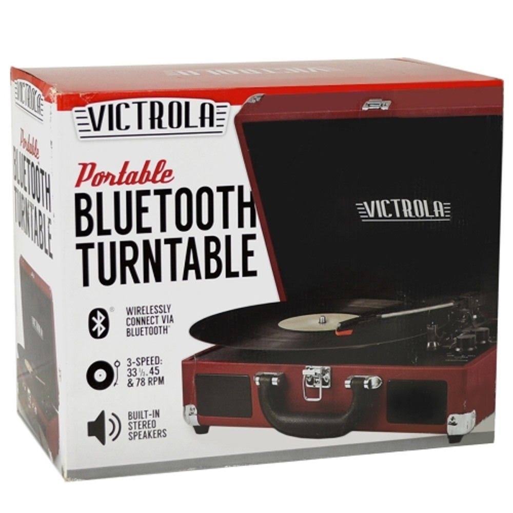 Victrola Bluetooth Suitcase Record Player with 3-Speed Turntable (Marsala)