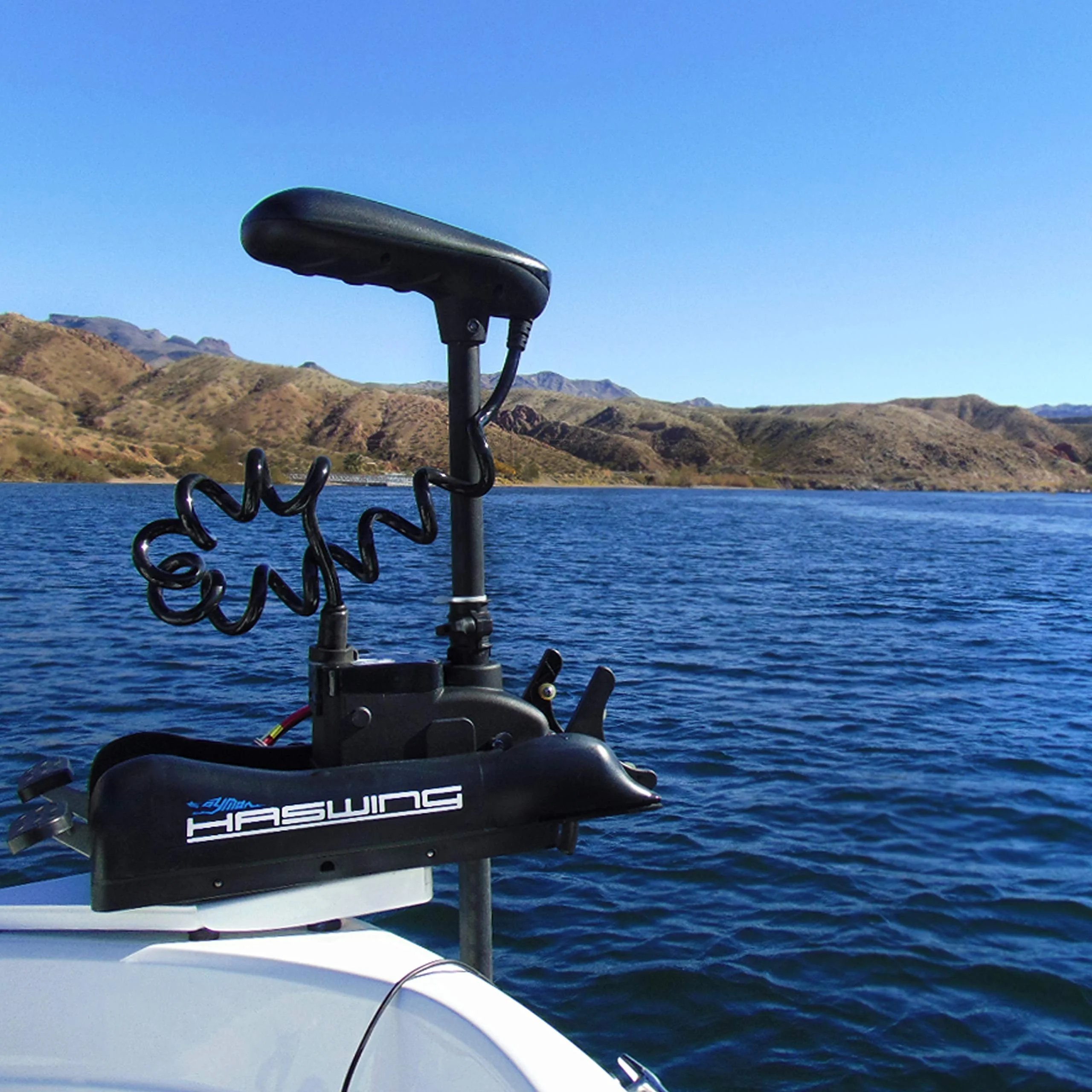 HASWING OUTDOOR Electric Trolling Motor 12V 54" 55lbs Cayman GPS Anchor Control Shaft Bow Mount Portable Fishing Boat Saltwater Freshwater with Wireless Remote Control