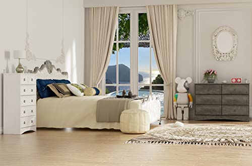 Modern 6 Drawer Dresser with Strip Lights, Dressers for Bedroom, Chest of Drawers Closet Organizers and Storage Clothes - Easy Pulls Handle, Textured Borders Living Room, Hallway, Gray