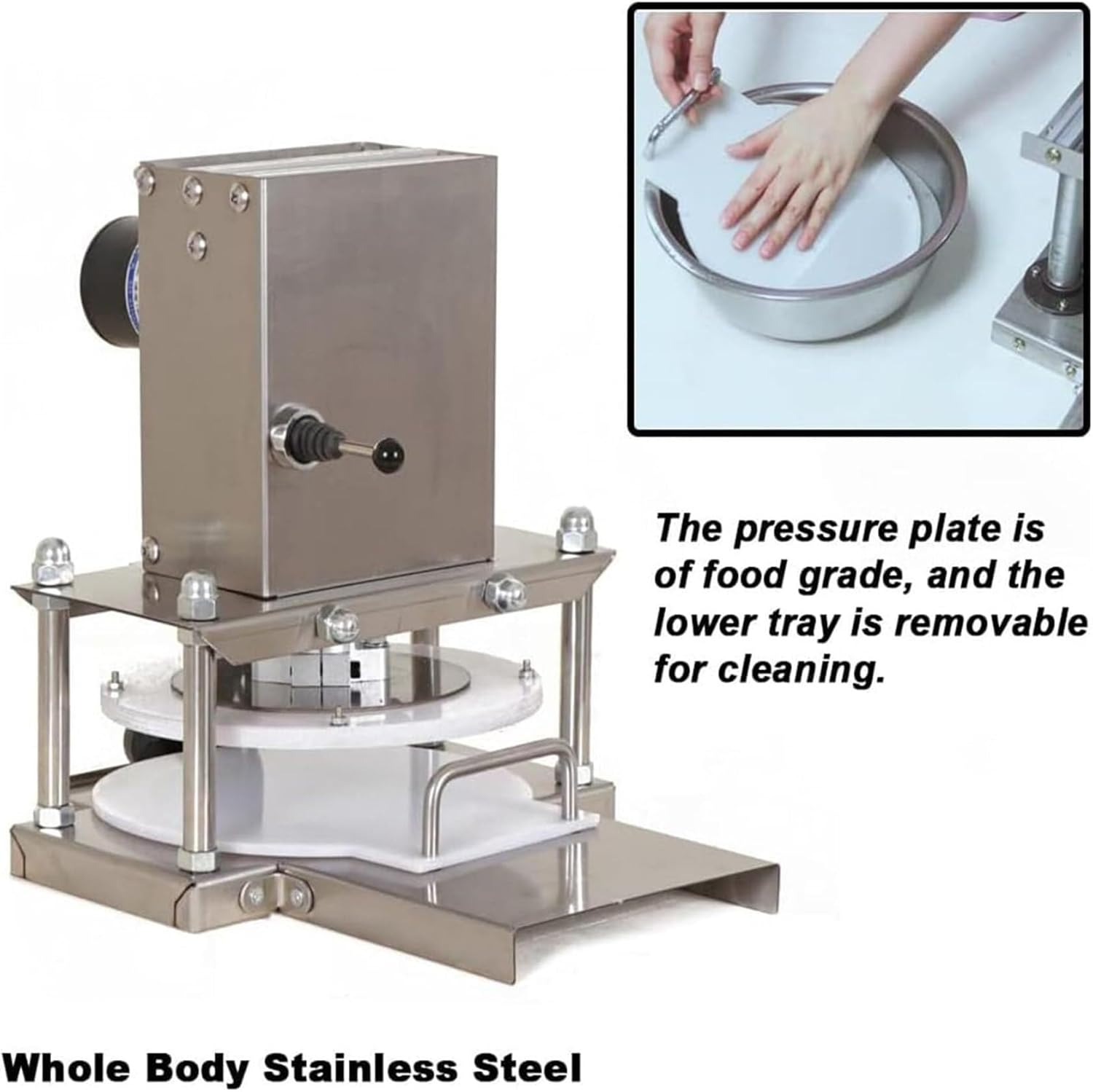 Electric Tortilla Press Stainless Steel Pizza Dough Press Machine, Pizza Dough Press Machine, 22cm Heavy-Duty Pizza Dough Maker, for Rolling of Pizza and Various Dough Cake