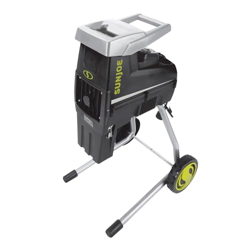 Sun Joe Wood Chipper Shredder, 15-Amp Corded Electric Yard Waste Shredding Machine with Collection Bag, 1.7 Inch Cutting Diameter, Black, CJ603E
