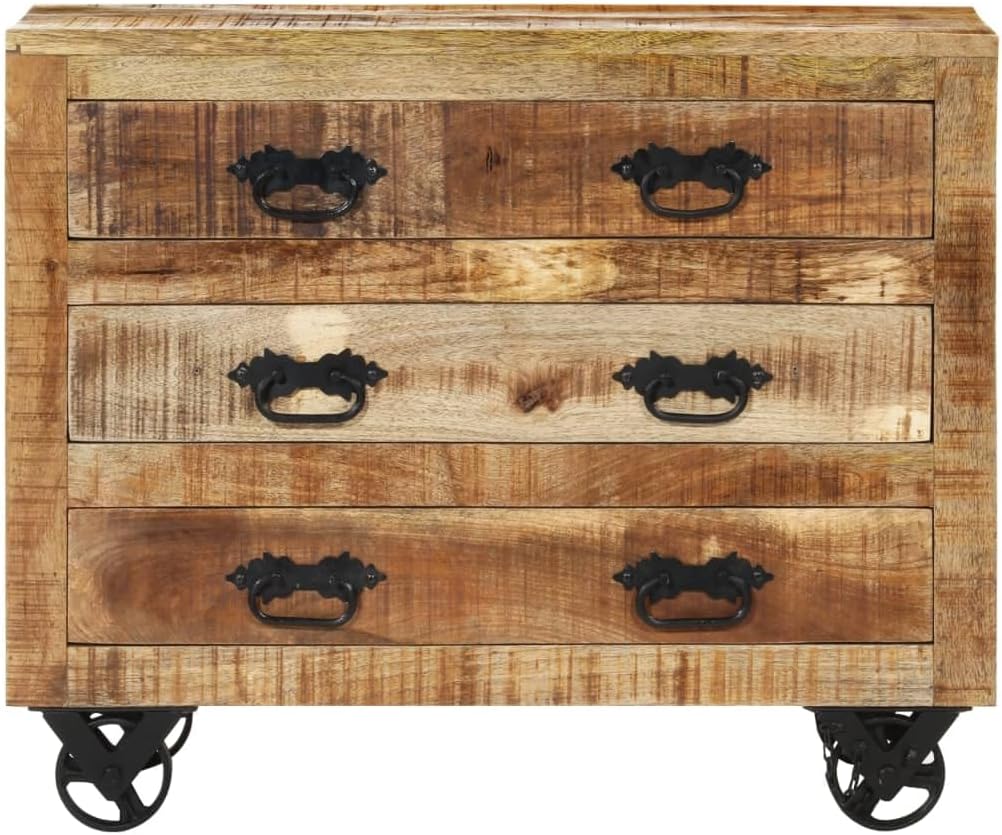 Sideboard with 3 Drawers 31.5"x11.8"x25.6" Solid Rough Wood Mango,Furniture,Cabinets & Storage,Buffets & Sideboards,Brown,26.15kg/57.53ib