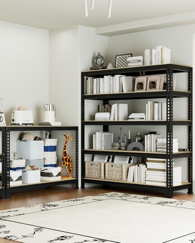 PrimeZone 2 Pack Storage Shelves 48" x 24" x 72" - 5 Tier Heavy Duty Adjustable Garage Storage Shelving, Metal Storage Utility Rack Shelf Unit for Warehouse Pantry Closet Kitchen, Black