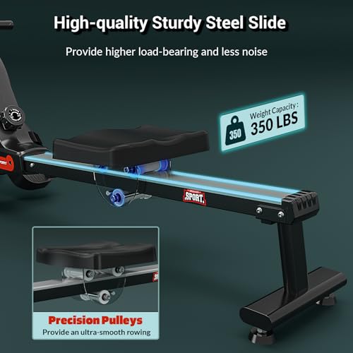 Rowing Machine,Wenoker Magnetic Rower Machine for Home,350 LB Weight Capacity, Smooth Whisper Quiet with LCD Monitor Tablet Holder & Comfortable Seat Cushion, Compact and Saves Space