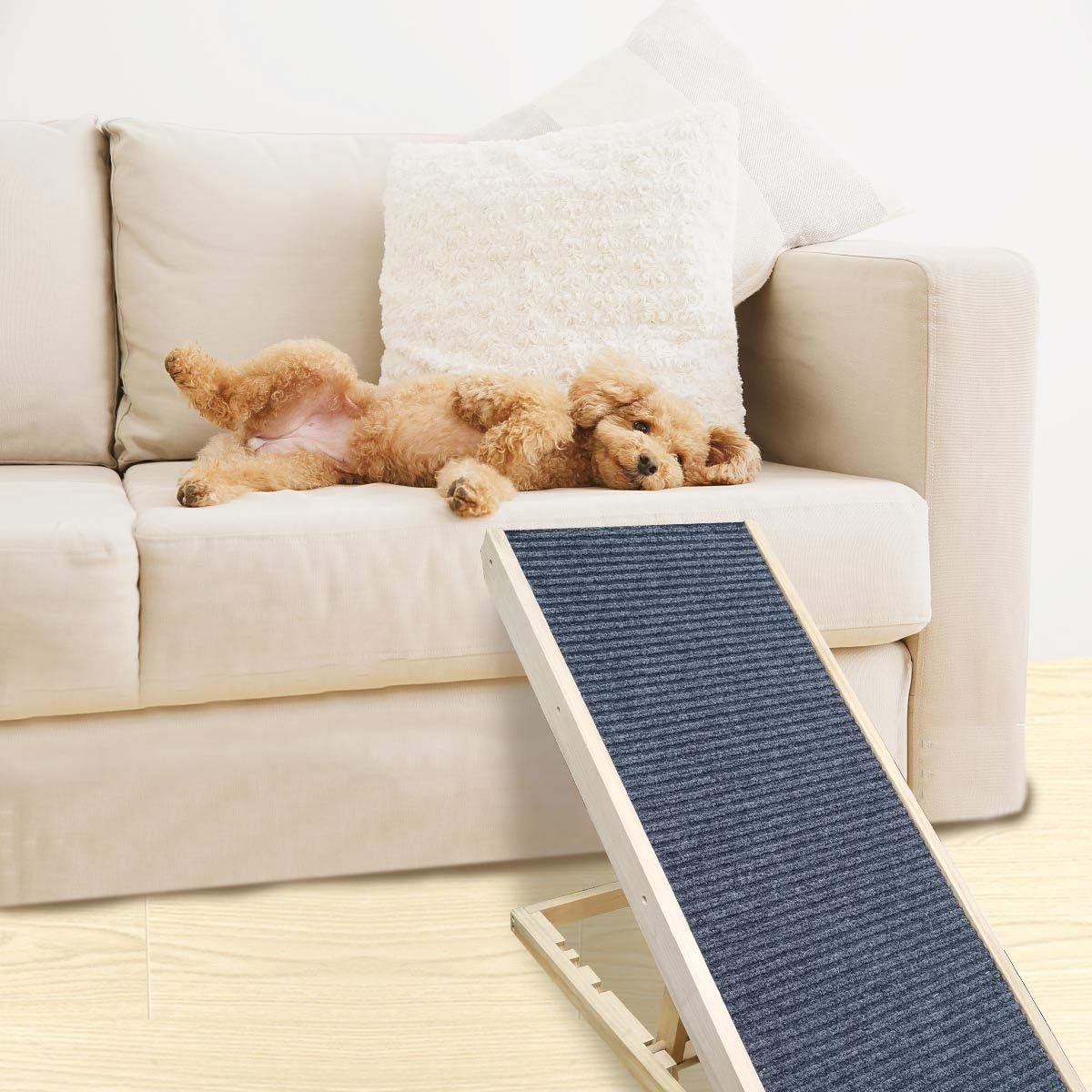 MelkTemn Adjustable 40 Long Pet Ramp for All Dogs and Cats for Couch or Bed with Paw Traction Mat,Adjustable from 12” to 24”,Great for Small & Older Animals