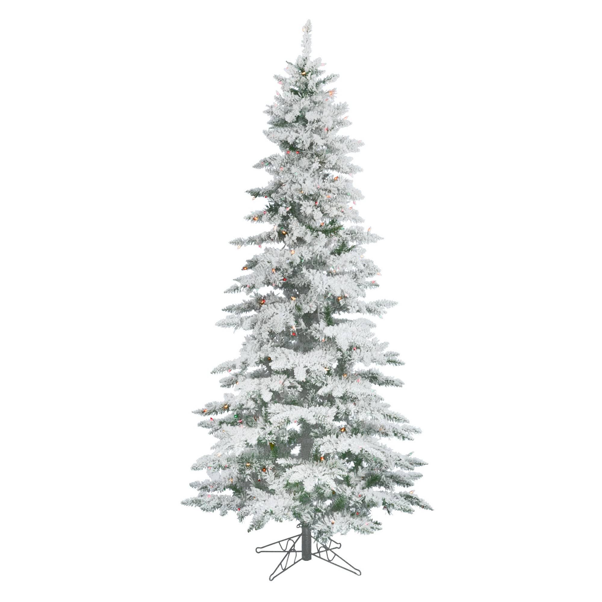 Vickerman 7.5 ft. Flocked Slim Utica Fir Multi LED Christmas Tree