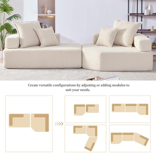 103.5'' Lightweight Module Combination Style Sofa Set,Modern Oversized Sectional Foam Sofa,futon Sleeper Couch Bed,4 Seat,No Wooden Frame,for Living Room,Gray