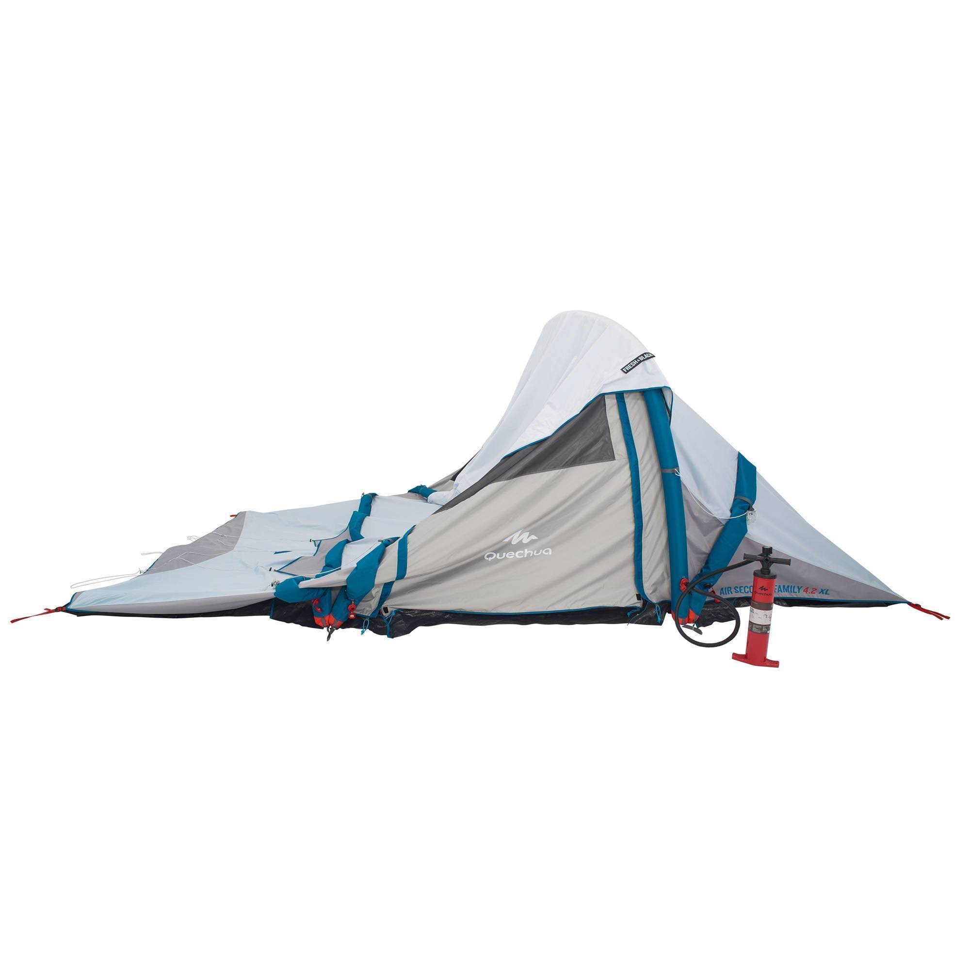 Quechua Air Seconds Fresh u0026 4.2 Inflatable Camping Tent, 4 Person in Black