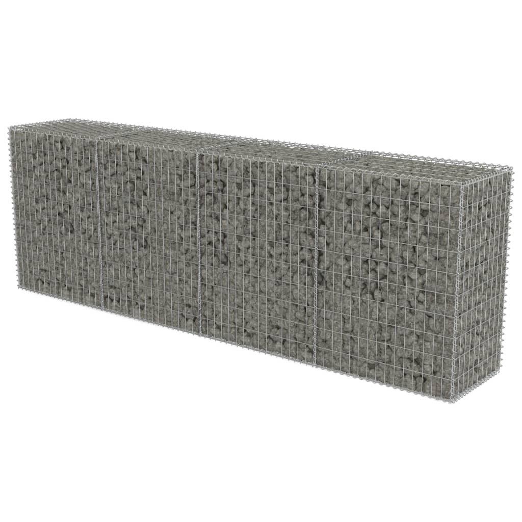 vidaXL Gabion Wall with Covers Galvanized Steel - 118x22x19.7x22x59x22