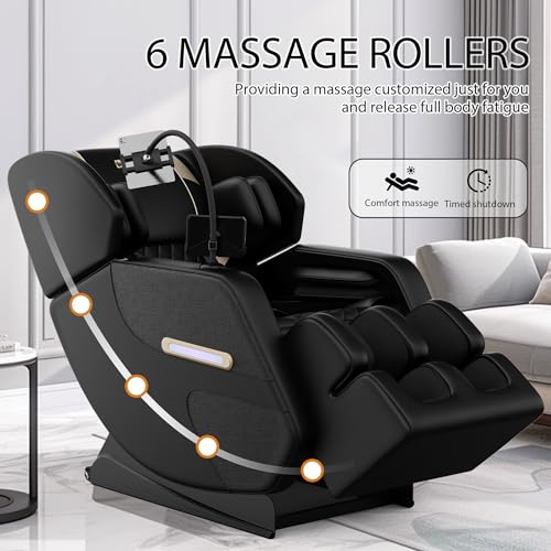 Massage Chair Full Body, Zero Gravity Massage Chair with Auto Modes, Airbag Massage, 6 Fix Point Rollers, Foot Massage, Heating, Touch Screen Controller, Gray Home Relaxation Recliner with Massage