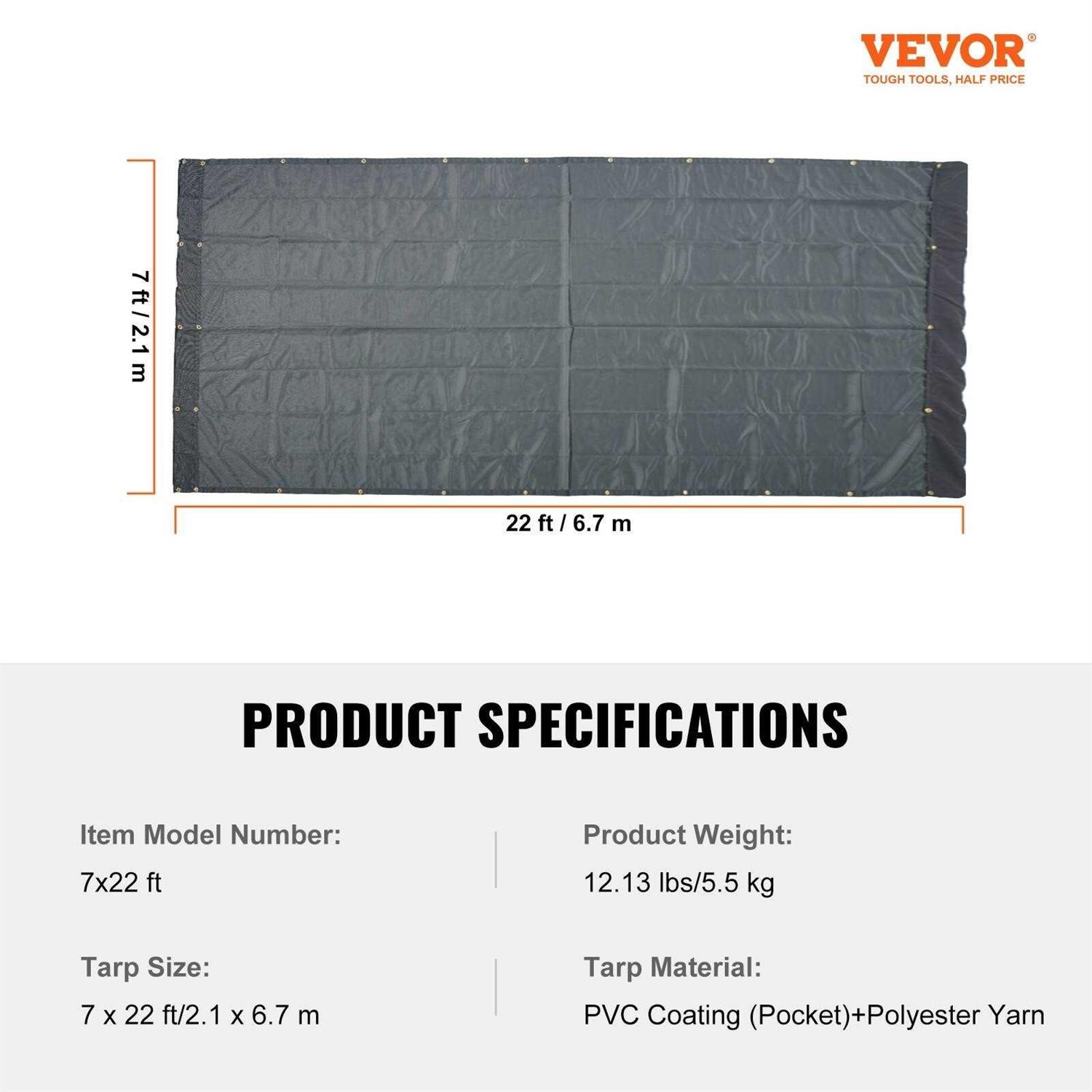 VEVOR Dump Truck Mesh Tarp PVC Coated Black Heavy Duty Cover with 5.5 18oz Double Pocket - Shop Hardware Tools Online Store
