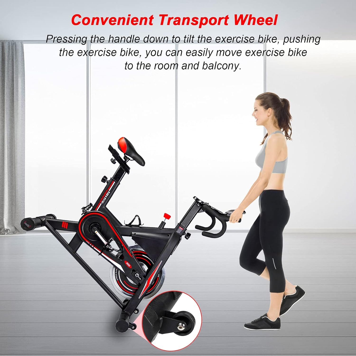 Exercise Bike, DMASUN Indoor Cycling Bike Stationary, Comfortable Seat Cushion, Multi - grips Handlebar, Heavy Flywheel Upgraded Version (Black)