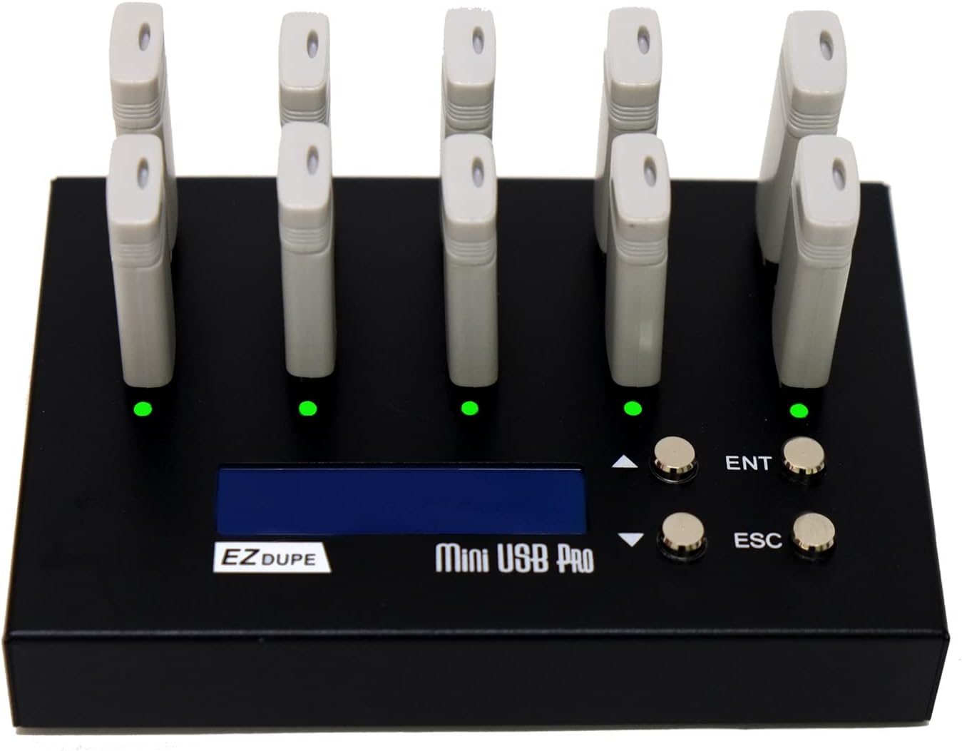 EZ DUPE 1 to 9 USB Duplicator - Standalone USB Flash Media Drive / USB Hard Drive Cloner Compact Copier & Eraser (DM-FU0-10V09B / MiniUSB Pro)