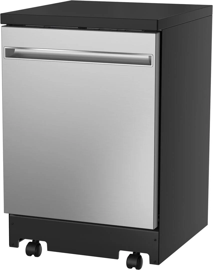Ge Gpt225ssl 24 Wide 12 Place Setting Portable Top Control Dishwasher - Stainless Steel