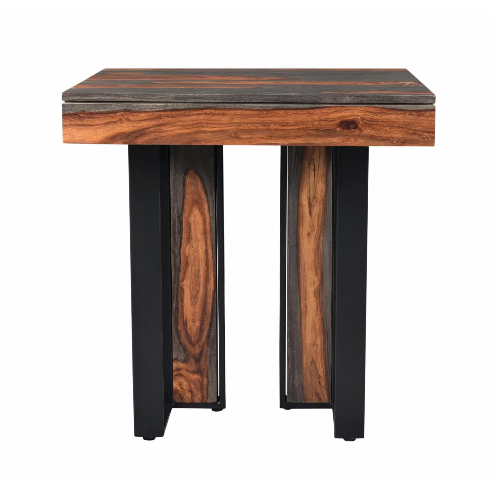 Coast To Coast Imports Sierra II Sheesham Wood & Iron Metal End Table in Brown