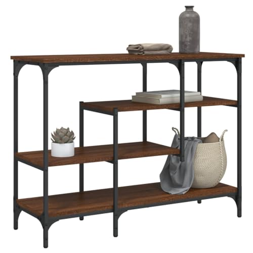 vidaXL Black Console Table - Engineered Wood Metal Frame Sofa Table with Shelves for Living Room, Entryway, Hallway