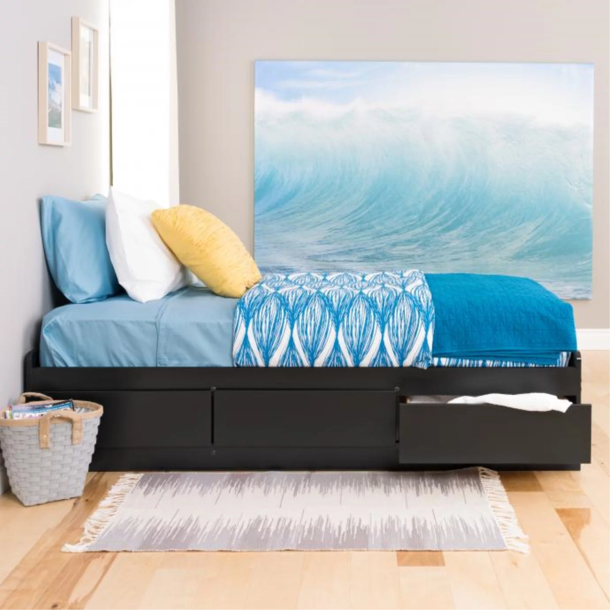 Prepac Sonoma Black Twin XL Platform Storage Bed with Drawers