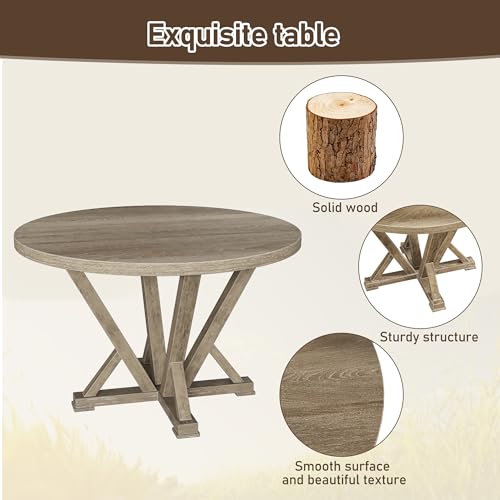 Dolonm Square Dining Table, Farmhouse Rustic Look Square Table for 4 Seaters, Antique Kitchen Table Counter Table, 1pcs Table for Kitchen, Dining Room, Light Brown