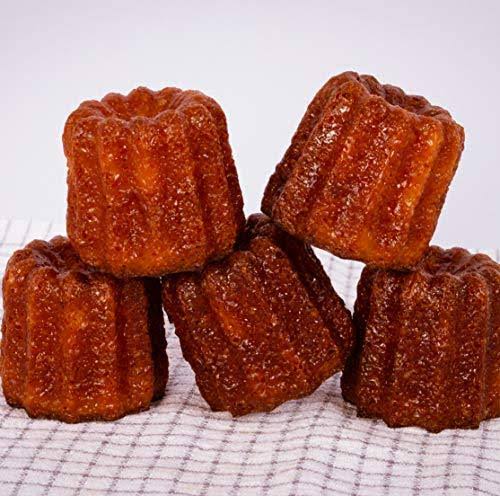 Darware Copper Canelé Pastry Molds (4-Pack); 2-Inch Bordeaux French Custard Cannele Cake Traditional Pastry Baking Molds with He