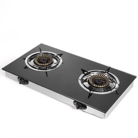 Xtremepowerus Deluxe 2-Burner Stove Brass Tempered Ignition LPG, with Regulator Gasoline GAS Range Propane Fuel