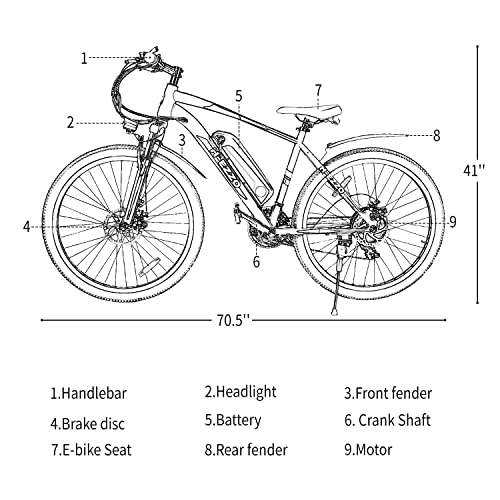 FEOFFY Electric Bike for Adults 350/750W Electric Bikes 26" Electric Mountain Bike Shimano 21 Speed Gears Electric Bicycle 36V 10.4Ah/48V 10.4Ah Removable Battery,Free Lock