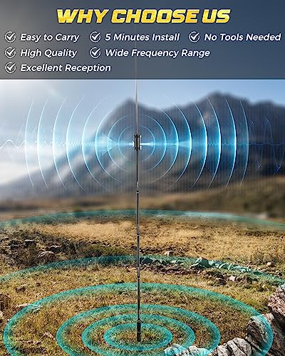 Radio Antennas PAC-12 HF Antennas for Ham Radio with Slide Regulator 7MHz-50MHz All Band Hf Vertical Antenna 40m-6m 8 bands JPC-12 Antenna for Outdoor 4.1 Meter(13.5Ft) (M10)