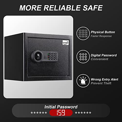 Tenamic Safe Box 2.2 Cuft Fireproof Waterproof Home Safe, Keypad Large Lock Box Cabinet Safes, Solid Alloy Steel Office Hotel Home Safe, Black
